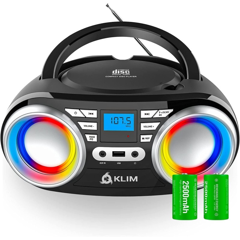 Klim boombox b3 - poste radio cd portable - nouveauté - radio fm, cd, bleutooth, usb, mp3 - cd boombox - mode filaire et sans fi