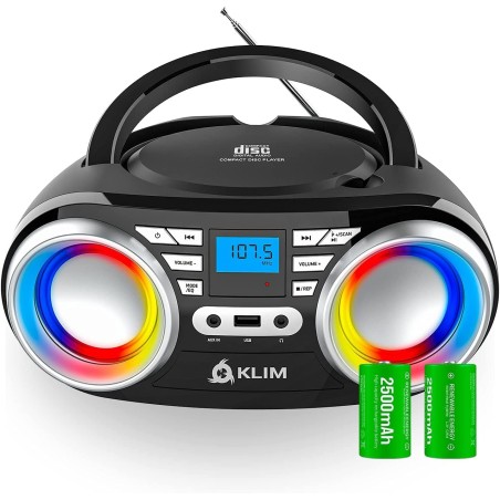Klim boombox b3 - poste radio cd portable - nouveauté - radio fm, cd, bleutooth, usb, mp3 - cd boombox - mode filaire et sans fi
