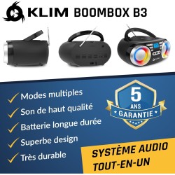 Klim boombox b3 - poste radio cd portable - nouveauté - radio fm, cd, bleutooth, usb, mp3 - cd boombox - mode filaire et sans fi