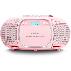 MEDION E66476 Stereo Sound System (Boombox, Lecteur CD, MP3, Cassette, Lecteur de Cassette Portable pour Enfants, Radio FM, AUX,