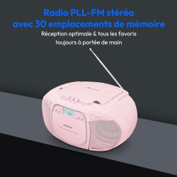 MEDION E66476 Stereo Sound System (Boombox, Lecteur CD, MP3, Cassette, Lecteur de Cassette Portable pour Enfants, Radio FM, AUX,