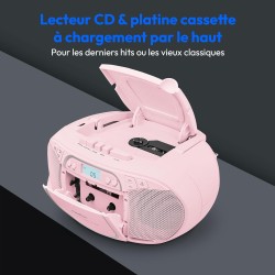 MEDION E66476 Stereo Sound System (Boombox, Lecteur CD, MP3, Cassette, Lecteur de Cassette Portable pour Enfants, Radio FM, AUX,