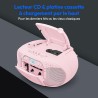 MEDION E66476 Stereo Sound System (Boombox, Lecteur CD, MP3, Cassette, Lecteur de Cassette Portable pour Enfants, Radio FM, AUX,