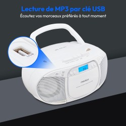 MEDION E66476 Stereo Sound System (Boombox, Lecteur CD, MP3, Cassette, Lecteur de Cassette Portable pour Enfants, Radio FM, AUX,