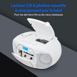 MEDION E66476 Stereo Sound System (Boombox, Lecteur CD, MP3, Cassette, Lecteur de Cassette Portable pour Enfants, Radio FM, AUX,