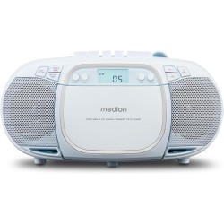 MEDION E66476 Stereo Sound System (Boombox, Lecteur CD, MP3, Cassette, Lecteur de Cassette Portable pour Enfants, Radio FM, AUX,