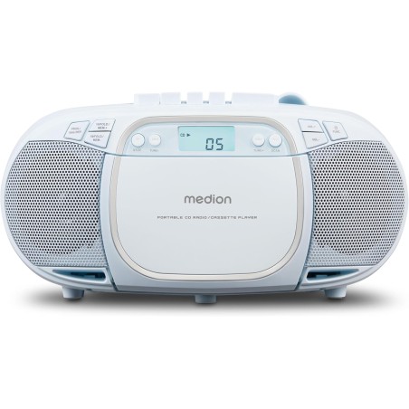 MEDION E66476 Stereo Sound System (Boombox, Lecteur CD, MP3, Cassette, Lecteur de Cassette Portable pour Enfants, Radio FM, AUX,