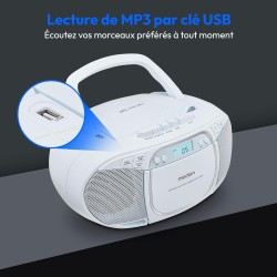 MEDION E66476 Stereo Sound System (Boombox, Lecteur CD, MP3, Cassette, Lecteur de Cassette Portable pour Enfants, Radio FM, AUX,