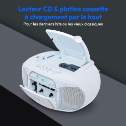 MEDION E66476 Stereo Sound System (Boombox, Lecteur CD, MP3, Cassette, Lecteur de Cassette Portable pour Enfants, Radio FM, AUX,