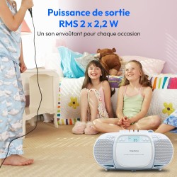 MEDION E66476 Stereo Sound System (Boombox, Lecteur CD, MP3, Cassette, Lecteur de Cassette Portable pour Enfants, Radio FM, AUX,