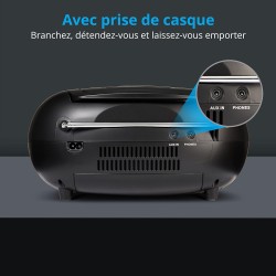 MEDION E66476 Système de Son stéréo (Boombox, Lecteur CD, MP3, Cassette, Lecteur de Cassette Portable pour Enfants, Radio FM, AU