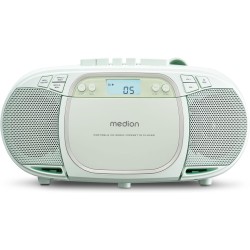 MEDION E66476 Stereo Sound System (Boombox, Lecteur CD, MP3, Cassette, Lecteur de Cassette Portable pour Enfants, Radio FM, AUX,