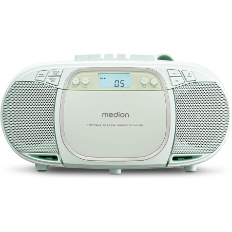 MEDION E66476 Stereo Sound System (Boombox, Lecteur CD, MP3, Cassette, Lecteur de Cassette Portable pour Enfants, Radio FM, AUX,