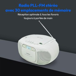 MEDION E66476 Stereo Sound System (Boombox, Lecteur CD, MP3, Cassette, Lecteur de Cassette Portable pour Enfants, Radio FM, AUX,