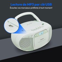 MEDION E66476 Stereo Sound System (Boombox, Lecteur CD, MP3, Cassette, Lecteur de Cassette Portable pour Enfants, Radio FM, AUX,
