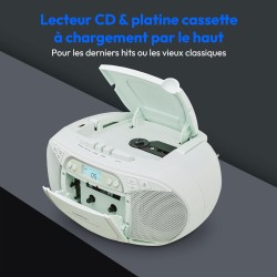 MEDION E66476 Stereo Sound System (Boombox, Lecteur CD, MP3, Cassette, Lecteur de Cassette Portable pour Enfants, Radio FM, AUX,