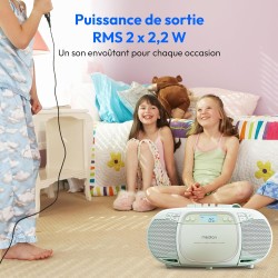 MEDION E66476 Stereo Sound System (Boombox, Lecteur CD, MP3, Cassette, Lecteur de Cassette Portable pour Enfants, Radio FM, AUX,