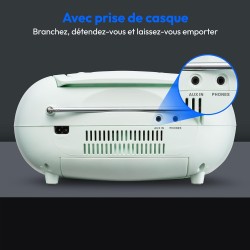 MEDION E66476 Stereo Sound System (Boombox, Lecteur CD, MP3, Cassette, Lecteur de Cassette Portable pour Enfants, Radio FM, AUX,