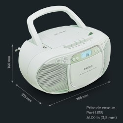 MEDION E66476 Stereo Sound System (Boombox, Lecteur CD, MP3, Cassette, Lecteur de Cassette Portable pour Enfants, Radio FM, AUX,