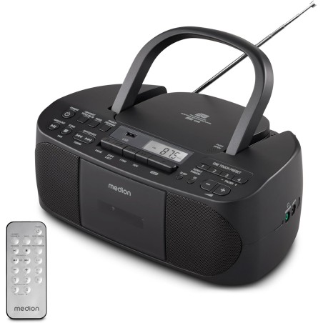 MEDION E65010 Radio stéréo (Lecteur CD, Cassette, Port USB, entrée Audio AUX, Lecture MP3. Radio FM PLL,40 mémoires de Stations,