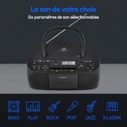 MEDION E65010 Radio stéréo (Lecteur CD, Cassette, Port USB, entrée Audio AUX, Lecture MP3. Radio FM PLL,40 mémoires de Stations,