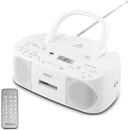 MEDION Radio stéréo E65010 (Lecteur CD, Cassette, Connexion USB, entrée Audio AUX, Lecture MP3. Radio FM PLL, mémoire 40 Station