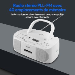 MEDION Radio stéréo E65010 (Lecteur CD, Cassette, Connexion USB, entrée Audio AUX, Lecture MP3. Radio FM PLL, mémoire 40 Station