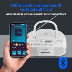 MEDION Radio stéréo E65010 (Lecteur CD, Cassette, Connexion USB, entrée Audio AUX, Lecture MP3. Radio FM PLL, mémoire 40 Station