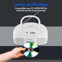 MEDION Radio stéréo E65010 (Lecteur CD, Cassette, Connexion USB, entrée Audio AUX, Lecture MP3. Radio FM PLL, mémoire 40 Station