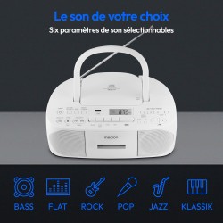 MEDION Radio stéréo E65010 (Lecteur CD, Cassette, Connexion USB, entrée Audio AUX, Lecture MP3. Radio FM PLL, mémoire 40 Station