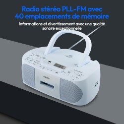 MEDION E65010 Radio stéréo (Lecteur CD, Cassette, Port USB, entrée Audio AUX, Lecture MP3. Radio FM PLL, 40 Stations mémorisable