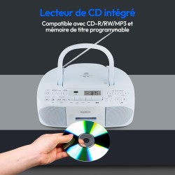 MEDION E65010 Radio stéréo (Lecteur CD, Cassette, Port USB, entrée Audio AUX, Lecture MP3. Radio FM PLL, 40 Stations mémorisable