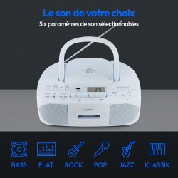 MEDION E65010 Radio stéréo (Lecteur CD, Cassette, Port USB, entrée Audio AUX, Lecture MP3. Radio FM PLL, 40 Stations mémorisable