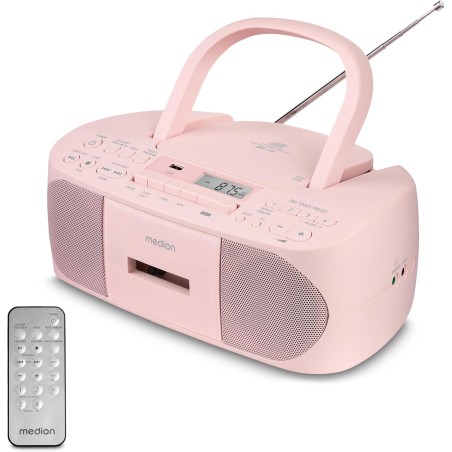 MEDION E65010 Radio stéréo (Lecteur CD, Cassette, Port USB, entrée Audio AUX, Lecture MP3. Radio FM PLL,40 mémoires de Stations,