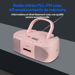 MEDION E65010 Radio stéréo (Lecteur CD, Cassette, Port USB, entrée Audio AUX, Lecture MP3. Radio FM PLL,40 mémoires de Stations,