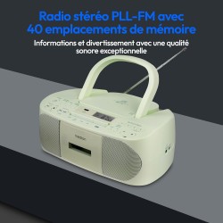 MEDION E65010 Radio stéréo (Lecteur CD, Cassette, Port USB, entrée Audio AUX, Lecture MP3. Radio FM PLL,40 mémoires de Stations,