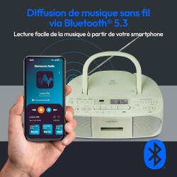 MEDION E65010 Radio stéréo (Lecteur CD, Cassette, Port USB, entrée Audio AUX, Lecture MP3. Radio FM PLL,40 mémoires de Stations,