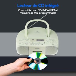 MEDION E65010 Radio stéréo (Lecteur CD, Cassette, Port USB, entrée Audio AUX, Lecture MP3. Radio FM PLL,40 mémoires de Stations,