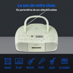 MEDION E65010 Radio stéréo (Lecteur CD, Cassette, Port USB, entrée Audio AUX, Lecture MP3. Radio FM PLL,40 mémoires de Stations,