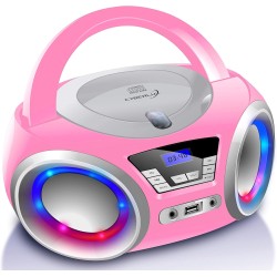 Lecteur cd avec éclairage led | prise casque | radio stéréo portable | radio enfant | chaîne | usb | lecteur cd/mp3 | radio fm |