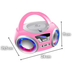 Lecteur cd avec éclairage led | prise casque | radio stéréo portable | radio enfant | chaîne | usb | lecteur cd/mp3 | radio fm |