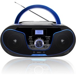Boombox lecteur cd portable | bleutooth 5.3 | radio fm | entrée usb et aux, sortie casque | bouton de volume | stéréo haut-parle