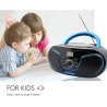 Boombox lecteur cd portable | bleutooth 5.3 | radio fm | entrée usb et aux, sortie casque | bouton de volume | stéréo haut-parle