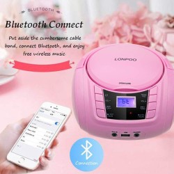 Lecteur cd portable boombox stéréo pour enfants, compatible bleutooth, radio fm, entrée aux, sortie casque, fonctionne dc/ac (ro