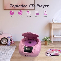 Lecteur cd portable boombox stéréo pour enfants, compatible bleutooth, radio fm, entrée aux, sortie casque, fonctionne dc/ac (ro