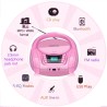 Lecteur cd portable boombox stéréo pour enfants, compatible bleutooth, radio fm, entrée aux, sortie casque, fonctionne dc/ac (ro