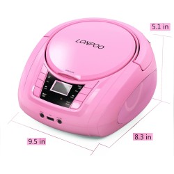 Lecteur cd portable boombox stéréo pour enfants, compatible bleutooth, radio fm, entrée aux, sortie casque, fonctionne dc/ac (ro