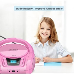 Lecteur cd portable boombox stéréo pour enfants, compatible bleutooth, radio fm, entrée aux, sortie casque, fonctionne dc/ac (ro