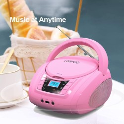 Lecteur cd portable boombox stéréo pour enfants, compatible bleutooth, radio fm, entrée aux, sortie casque, fonctionne dc/ac (ro