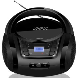 Lecteur cd avec bleutooth, lp-d03 radio fm portable stéréo avec son cristallin, lecture mp3, entrée usb et aux, prise casque, ec